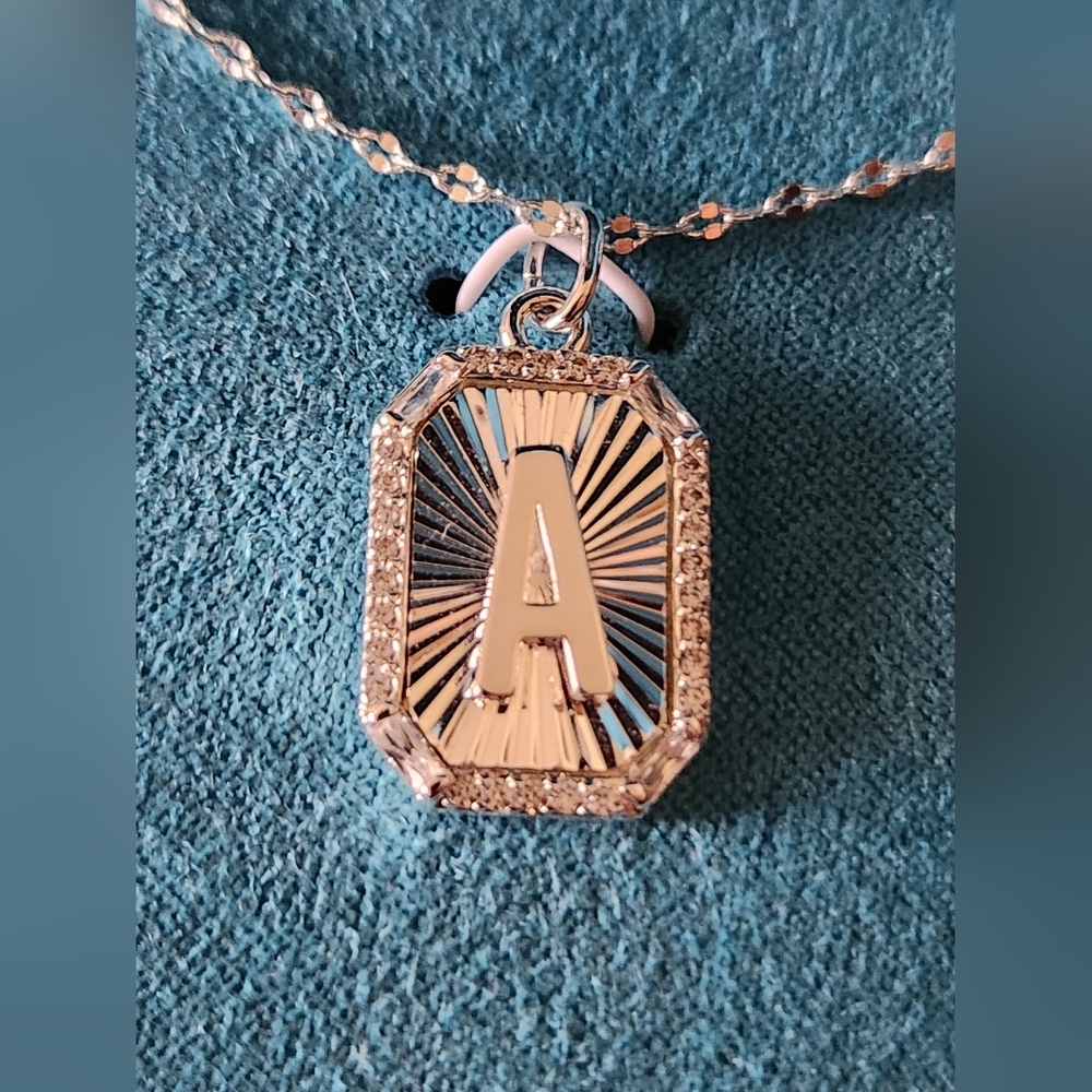 Monogrammed A Necklace Fine Silver Plated NWT